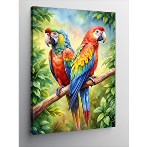 Kanvas Tablo Daldaki Papağanlar 50x70 cm