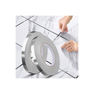 1 Adet 50 Metre Fayans Arası Şerit Bant Gümüş 1 Cm Yapıştırıcı Derz Arası Bant