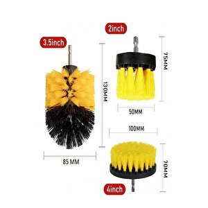 3lü Set Matkap Ucuna Takılan Duşa Kabin Fayans Banyo Küvet Oto Koltuk Lastik Yıkama Temizleme Fırça
