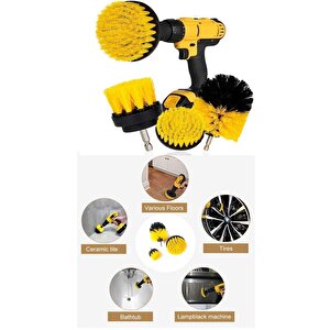 3lü Set Matkap Ucuna Takılan Duşa Kabin Fayans Banyo Küvet Oto Koltuk Lastik Yıkama Temizleme Fırça