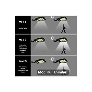 1 Adet Solar Bahçe Aydınlatma 120 Cob Led Güneş Enerjili 3 Modlu Hareket Sensörlü Güneş Enerjili
