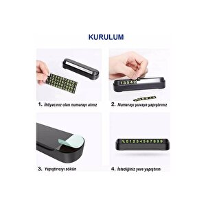 Fosforlu Acılır Kapanabilir Numaratör Ön Torpido Üstü Telefon Numarası Göstergesi Araba