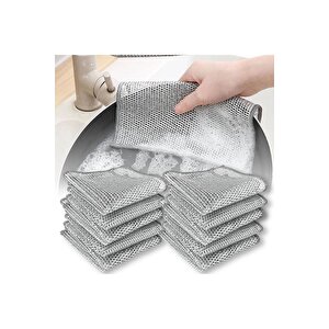 5 Adet Tel Bulaşık Bezi Çizmez Bulaşık Teli Çelik Bez 20x20 Cm Çift Katmanlı
