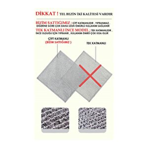 2 Adet Tel Bulaşık Bezi Çizmez Bulaşık Teli Çelik Bez 20x20 Cm Çift Katmanlı