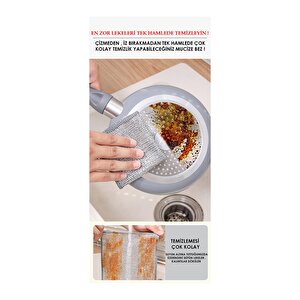 2 Adet Tel Bulaşık Bezi Çizmez Bulaşık Teli Çelik Bez 20x20 Cm Çift Katmanlı