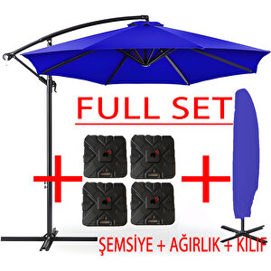 3 Mt 8 Kaburga Full Demir 21 Kg Mavi Bahçe Şemsiyesi Full Set Havuz Şemsiyesi Büyük Şemsiye