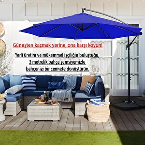 3 Mt 8 Kaburga Full Demir 21 Kg Mavi Bahçe Şemsiyesi Full Set Havuz Şemsiyesi Büyük Şemsiye