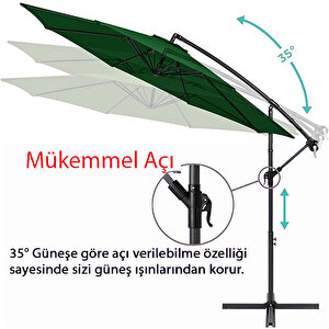 3 Mt 8 Kaburga Full Demir 21 Kg Koyu Yeşi̇l Bahçe Şemsiyesi