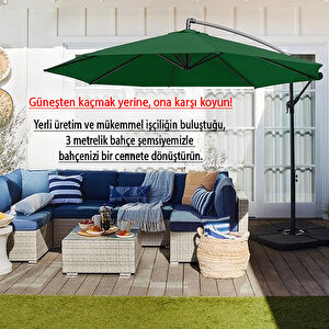 3 Mt 8 Kaburga Full Demir 21 Kg Koyu Yeşi̇l Bahçe Şemsiyesi