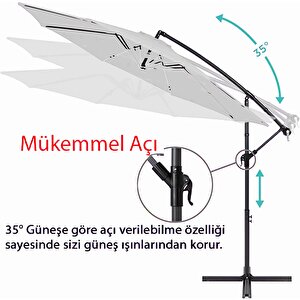 3 Mt 8 Kaburga Full Demir 21 Kg Gri Bahçe Şemsiyesi