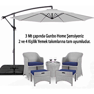 3 Mt 8 Kaburga Full Demir 21 Kg Gri Bahçe Şemsiyesi