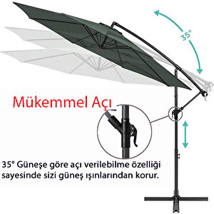 3 Mt 8 Kaburga Full Demir 21 Kg Antrasit Bahçe Şemsiyesi