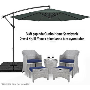 3 Mt 8 Kaburga Full Demir 21 Kg Antrasit Bahçe Şemsiyesi