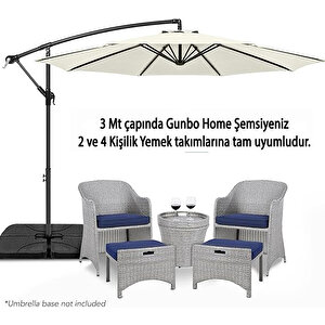 3 Mt 8 Kaburga Full Demir 21 Kg Ekru Bahçe Şemsiyesi