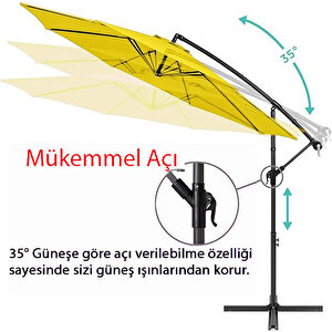 3 Mt 8 Kaburga Full Demir 21 Kg Sari Renk Bahçe Şemsiyesi