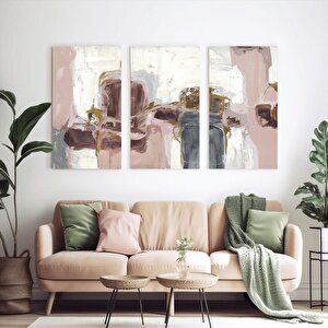 Pink Üçlü Set Yağlı Boya Dokulu Tablo Çerçevesiz 75x100 cm