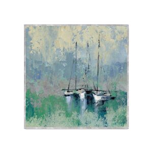 Windjammer Yağlı Boya Dokulu Tablo Gümüş Çerçeve 100x100 cm