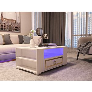 Calvi̇ndh Led Aydinlatmali Orta Sehpa Beyaz-altin Beyaz