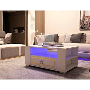 Calvi̇ndh Led Aydinlatmali Orta Sehpa Beyaz-altin Beyaz
