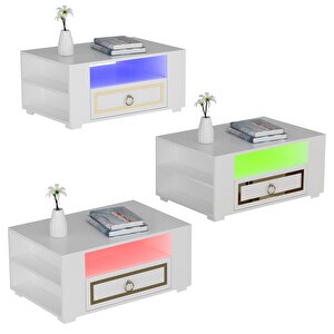 Calvi̇ndh Led Aydinlatmali Orta Sehpa Beyaz-altin