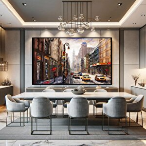 New York City Yağlı Boya Dokulu Tablo Siyah Çerçeve 60x90 cm