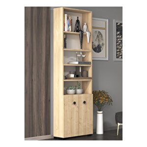 Remydh Kapaklı Raflı Kitaplık Tekli Modül Safirmeşe Meşe