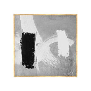 Grey Bw Yağlı Boya Dokulu Tablo Gold Çerçeve 50x50 cm