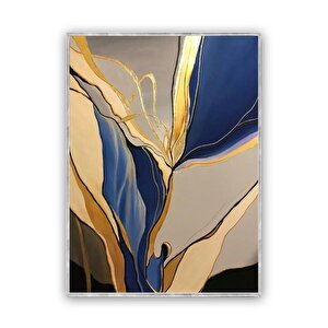 Elegant Navy Yağlı Boya Dokulu Tablo Gümüş Çerçeve 90x120 cm