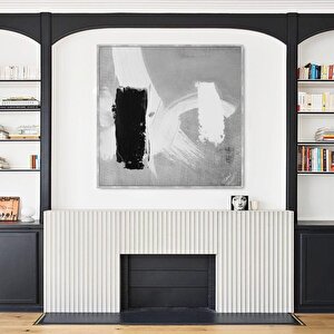 Grey Bw Yağlı Boya Dokulu Tablo Gümüş Çerçeve 100x100 cm