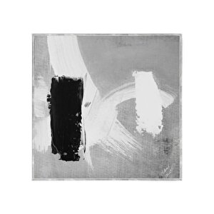 Grey Bw Yağlı Boya Dokulu Tablo Gümüş Çerçeve 100x100 cm