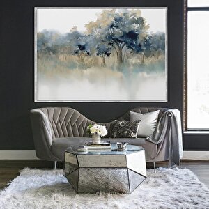 Watercolor Tree Yağlı Boya Dokulu Tablo Gümüş Çerçeve 60x90 cm