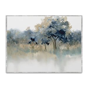 Watercolor Tree Yağlı Boya Dokulu Tablo Gümüş Çerçeve 60x90 cm
