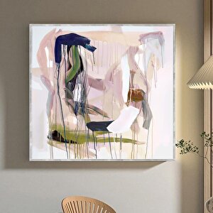 Pink Yağlı Boya Dokulu Tablo Gümüş Çerçeve 50x50 cm