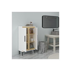 Ni̇tradh Medi̇um Banyo Dolabi Ve Çok Amaçli Dolap Beyaz Safi̇rmeşe Meşe