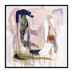 Pink Yağlı Boya Dokulu Tablo Siyah Çerçeve 80x80 cm