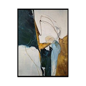 Petrol Green Yağlı Boya Dokulu Tablo Siyah Çerçeve 60x90 cm