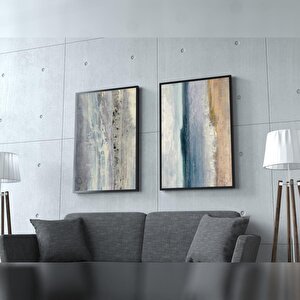 Relacio İkili Set Yağlı Boya Dokulu Tablo Gümüş Çerçeve 100x150 cm