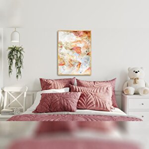 Roza Yağlı Boya Dokulu Tablo Siyah Çerçeve 50x70 cm