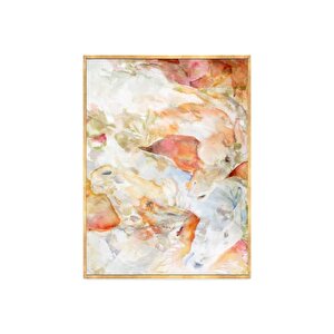Roza Yağlı Boya Dokulu Tablo Siyah Çerçeve 50x70 cm