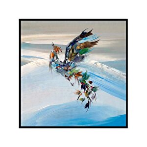 Anka Kuşu Yağlı Boya Dokulu Tablo Siyah Çerçeve 80x80 cm