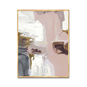 Pink Üçlü Set Yağlı Boya Dokulu Tablo Gold Çerçeve 60x90 cm