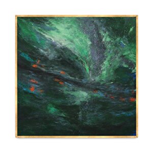 Jawel Yağlı Boya Dokulu Tablo Gold Çerçeve 80x80 cm