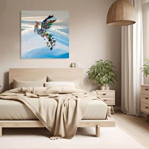 Anka Kuşu Yağlı Boya Dokulu Tablo Çerçevesiz 120x120 cm