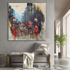 Şehir Yağlı Boya Dokulu Tablo Çerçevesiz 100x100 cm