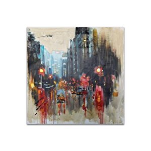 Şehir Yağlı Boya Dokulu Tablo Çerçevesiz 100x100 cm