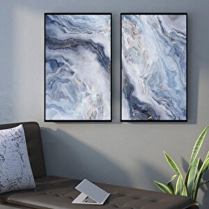 Magulo İkili Set Yağlı Boya Dokulu Tablo Siyah Çerçeve 50x70 cm
