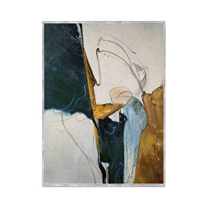 Petrol Green Yağlı Boya Dokulu Tablo Gümüş Çerçeve 50x70 cm