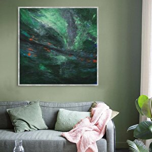 Jawel Yağlı Boya Dokulu Tablo Gümüş Çerçeve 80x80 cm