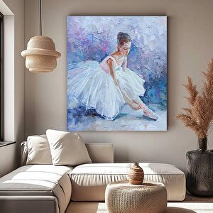 White Ballerina Yağlı Boya Dokulu Tablo Çerçevesiz 80x80 cm