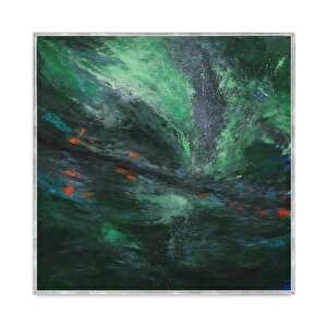 Jawel Yağlı Boya Dokulu Tablo Gümüş Çerçeve 100x100 cm